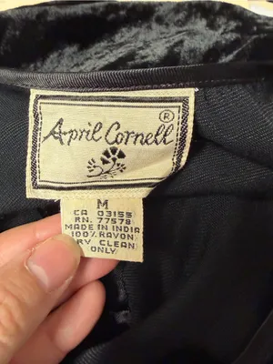 Vintage April Cornell black velvet sheer sleeves button down top size Medium 90s thumbnail 5