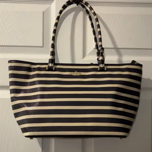 Kate Spade Cedar Street stripped Harmony tote bag in off shore blue and ivory thumbnail 2