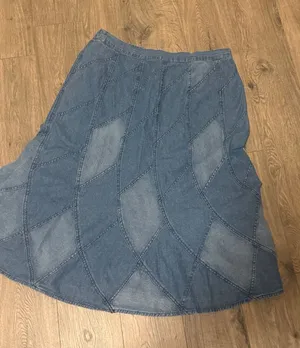 Studio West Two-Tone Denim Paneled A-Line Skirt xl thumbnail 1