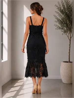 Just Me Women'S Sleeveless V-Neck Floral Crochet Bodycon Maxi Dress thumbnail 4