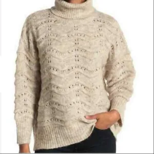 NWT * Nordstrom Oversized Chunky Longline Knit Cowl Neck Sweater in Oatmeal S/M thumbnail 1