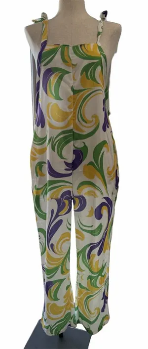 Women's NEW Mardi Gras Theme Colorway Tie Strap Jumper Size M #260775 thumbnail 1