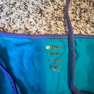 Zumba Women Teal Love Graphic Spaghetti Strap Athletic Workout Cami Tank Top L‎ thumbnail 2