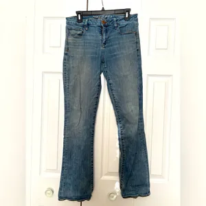 American Eagle Outfitters Blue Women's Distressed Flared Jeans Size 10 thumbnail 2