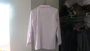 Victoria's Secret vertical stripe sleep shirt top in pink and white size XS. thumbnail 7