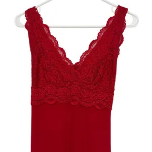Chemise Nightie Slip Dress Women Small Red Lace‎ V-Neck Tie Back Mini Romantic thumbnail 2