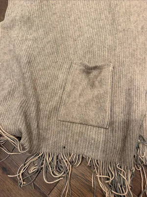 Steve Madden Open Front Ribbed Knit Poncho Beige One Size - C19-108 thumbnail 6