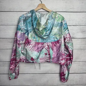 Nike Sportswear Women's‎ Sz Small Tropical Floral Windrunner Crop Hoodie Jacket thumbnail 6
