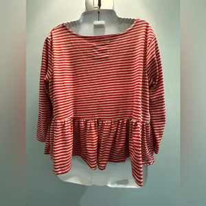 We the Free red striped Replum cropped shirt size Medium thumbnail 2