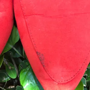Qupid tomato red micro suede slides thumbnail 2