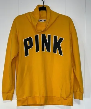 Pink Victoria Secret Yellow Sweatshirt Crowl Neck No String Size S 072726 thumbnail 1