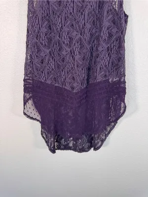 Free People Purple Lace Sleeveless Tunic Boho Blouse Womens S Festival Indie Top thumbnail 9