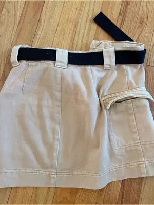 Pac Sun Women’s Size 26 Belted Zip Up Khaki Denim Cargo Mini Skirt thumbnail 4