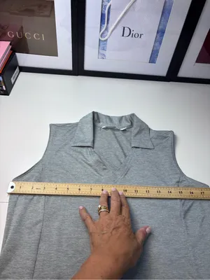 Lady Hagen Sleeveless Collared Tank - Heather Gray thumbnail 7