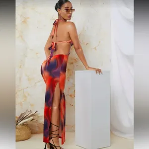 SHEIN BAE Tie Dye Knotted Backless Split Thigh Dress thumbnail 7