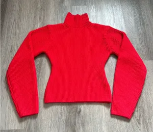 H&M Red Knitted Fitted Turtleneck Sweater thumbnail 1