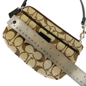 Coach Brown Tan Jacquard Canvas Monogrammed Signature Cs Zip Wristlet No F51685 thumbnail 7