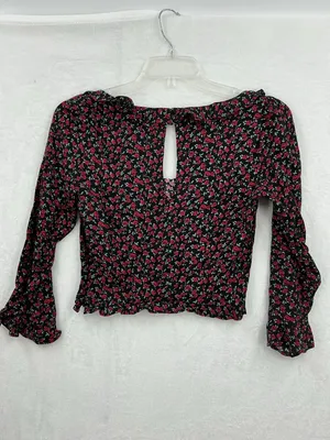 Reformation Black Square-Neck Floral Smocked Top 787 thumbnail 6