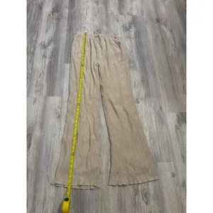 Abercrombie & Fitch Tan Crinkle Textured Wide Leg Drawstring Pants Small thumbnail 5
