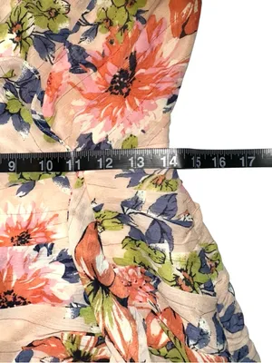Lulu's Stunning Soiree Blush Pink Floral Chiffon Ruched Midi Dress MEDIUM thumbnail 9