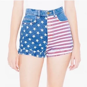American Apparel NWT USA Flag Denim Shorts Med Stone Wash Indigo RSADM303SP 27 thumbnail 1