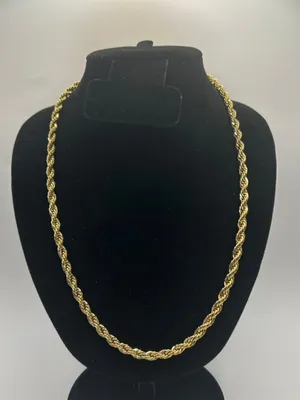Real Gold Rope Chain Necklace 5mm 24 Inch Plated Mens Bold High Quality Sleek thumbnail 1
