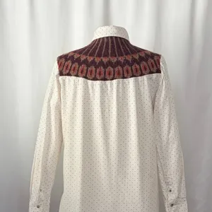 FREE PEOPLE Mixed Media Sage Buttondown Shirt Wool Western Polka Dot‎ Medium thumbnail 12