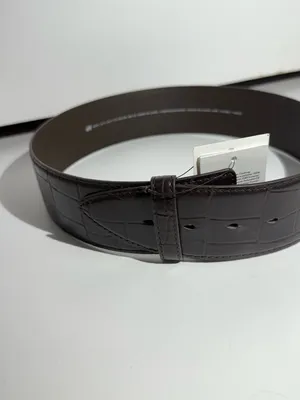 NWT H&M Women's Dark Brown Croc-Embossed Belt thumbnail 3