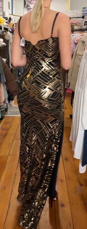 Black And Gold Sequin Prom Dress thumbnail 6