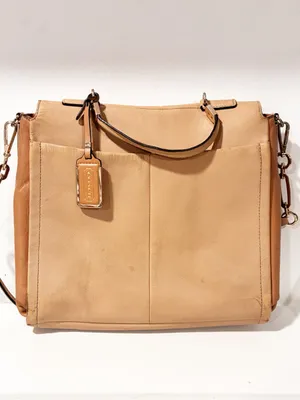 COACH Madison Sadie Flap Satchel Tan Leather Gold Hardware Crossbody thumbnail 5