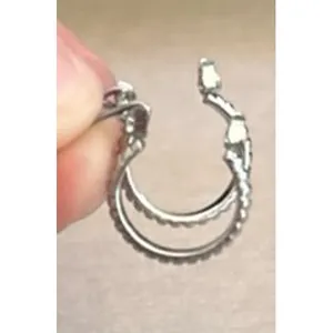 Small sterling silver‎ twisted rope hoop hinged snap closure Earring thumbnail 4