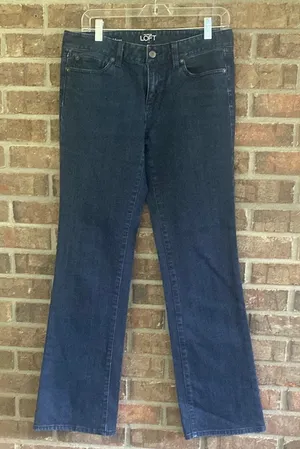 LOFT Dark Blue Flare Jeans thumbnail 1