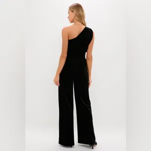 Tuckernuck HYACINTH HOUSE Black Velvet One Shoulder Araminta‎ Jumpsuit READ med. thumbnail 9