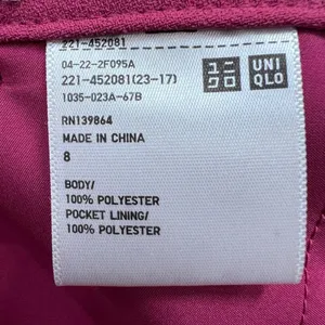 UNIQLO Drape Flared Pants Womens 8 Fuchsia Red Front Back Pockets Zip‎ Classic thumbnail 3