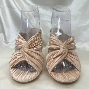 Free People X Jeffrey Campbell Venice Mule Heels 6.5 Twist Satin Feminine Chic thumbnail 2