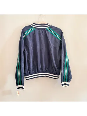 Free People Movement Navy Blue & Green Pullover Track Jacket thumbnail 6