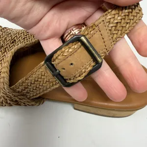 Paul Green Woven Slingback Flat Sandal Tan Braided Leather Womens Size 9.5 thumbnail 7