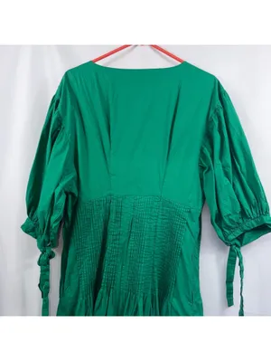 Maeve Anthropologie Green Pintuck Midi Dress XL thumbnail 7