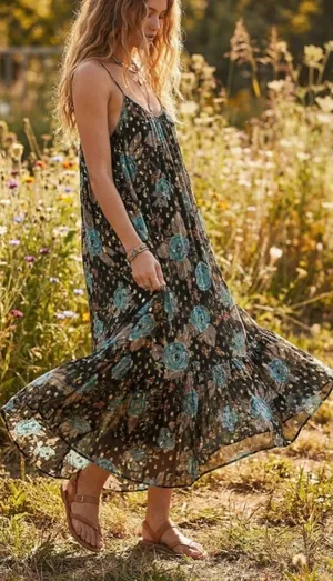 Natural Life Alice Metallic Floral Maxi Dress thumbnail 1