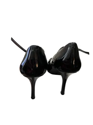 Nine West Peep Toe Pumps Stiletto Heel Patent Black 8.5M thumbnail 5