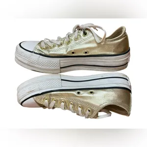 Converse Chuck Taylor All Star Lift Platform Metallic Gold Low-Top Sneakers Sz 6 thumbnail 6