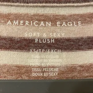 Womens American Eagle‎ Soft & Sexy Plush Long Sleeve Pullover Brown Striped XS thumbnail 2