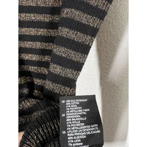 &Other Stories Striped Ribbed Knit Sweater Size Small S Black Gold Metallic thumbnail 4