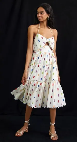 Farm Rio Anthropologie Multicolor Pineapple Midi Dress Size M thumbnail 1