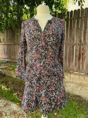 Veronica Beard 100% silk mini dress floral streetwear cottage festival vacay 2 thumbnail 2