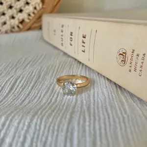 Copper Gold Solitaire Fashion Jewelry Ring “Eve” Neutral Minimal Stacking Simple Jewelry thumbnail 5