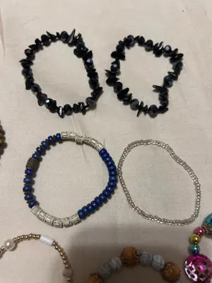 10 Piece Boho Stretch Bracelet Lot | Beaded Costume Jewelry Bundle | Handmade Style thumbnail 5