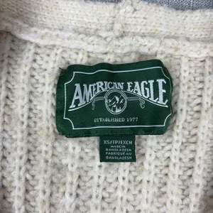 American Eagle Cardigan Sweater Womens XS White Cable Knit Cottage Comfy Fall thumbnail 3