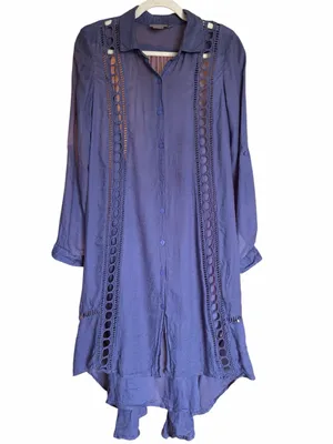 Anthropologie Vanessa Virginia Liet cutout linen shirt dress w slip thumbnail 2