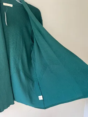 Dress Barn Retrology Sz M Green‎ Stretch Open Cardigan Sweater Long Sleeves thumbnail 3